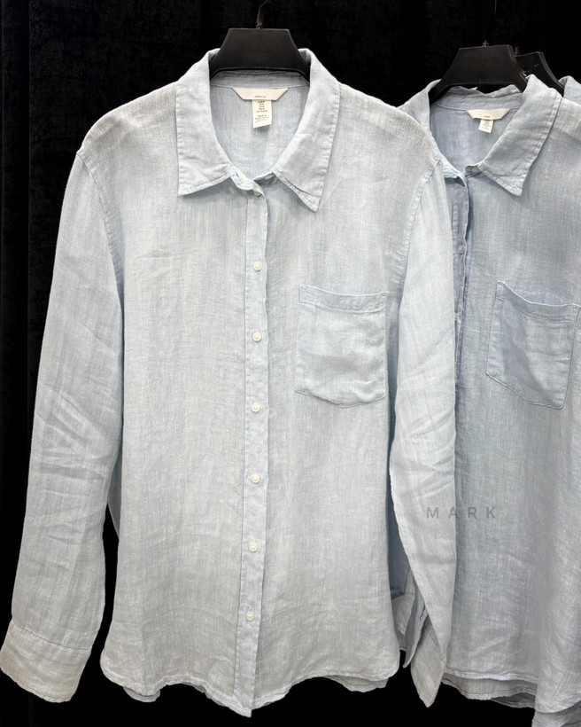 شومیز لینن آبی روشن H&M