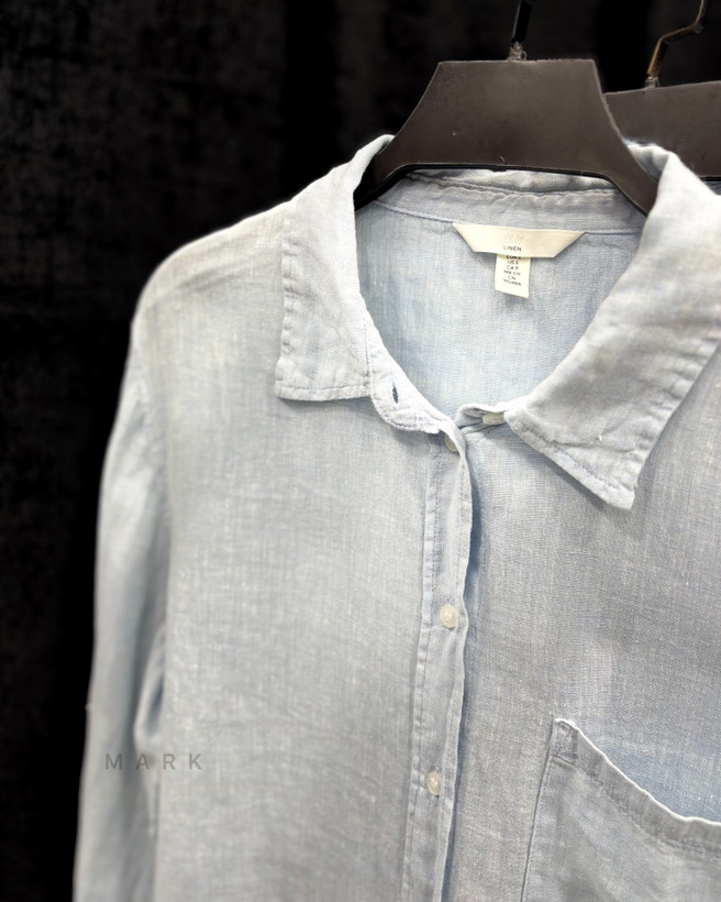 شومیز لینن آبی روشن H&M