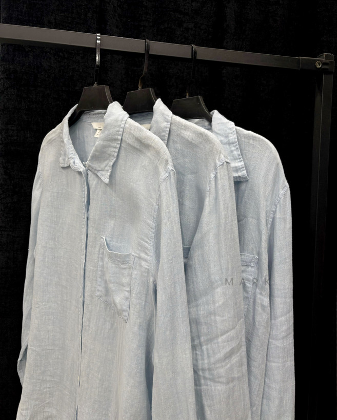 شومیز لینن آبی روشن H&M