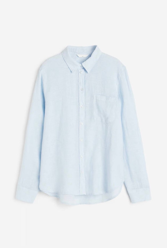 شومیز لینن آبی روشن H&M