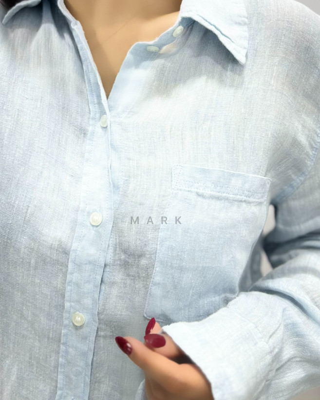 شومیز لینن آبی روشن H&M
