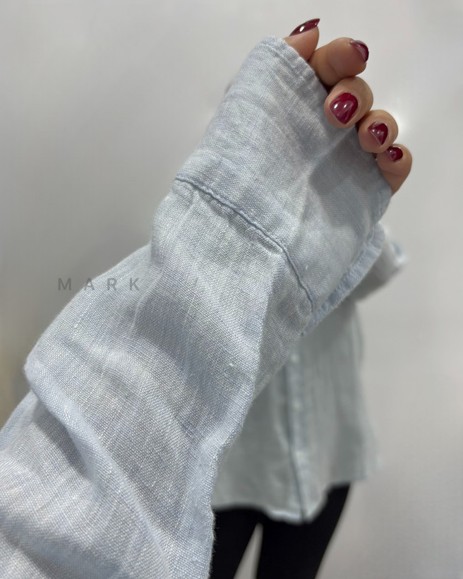 شومیز لینن آبی روشن H&M